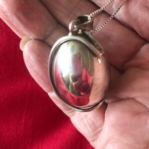 Silver Oval harmony Pendant Necklace - Silver